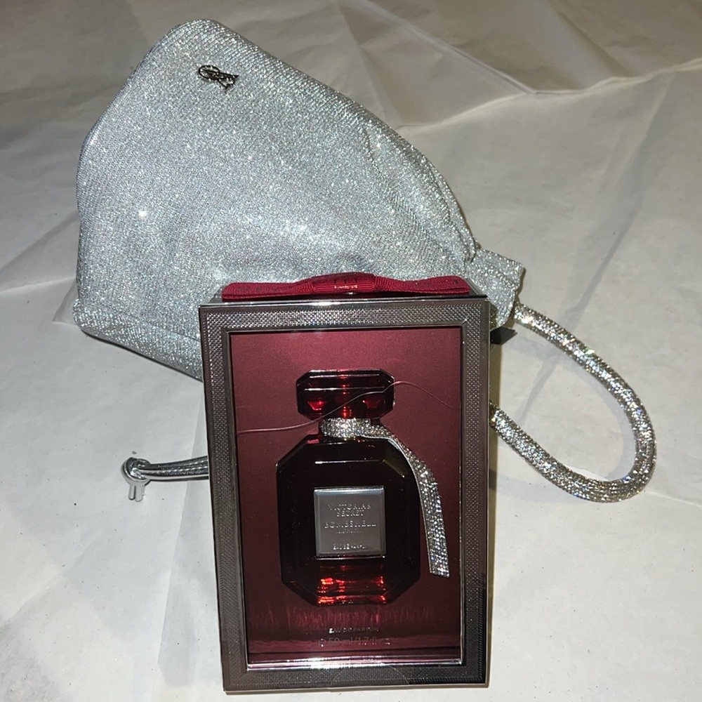 2pcs Victoria’s Secret Bombshell Midnight Parfum & Midnight Drawstring Bag